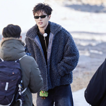 杨幂李昀锐同款立领羊羔绒外套25AW新款宽松加厚保暖拉链夹克棉服