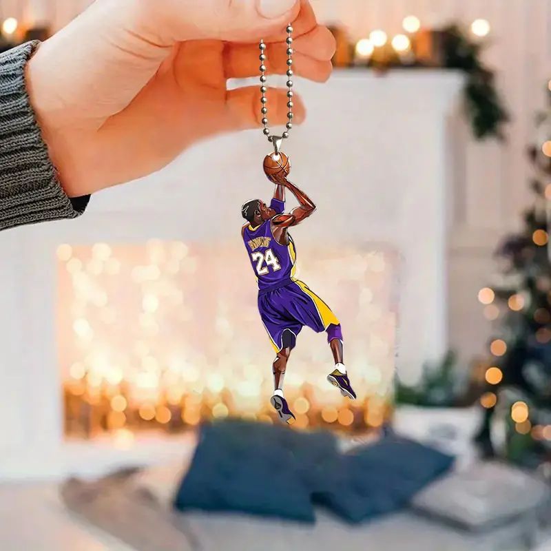Nuevos productos creativos jugadores de baloncesto colgante acrílico plano transfronterizo espejo retrovisor interior decoración colgante llavero