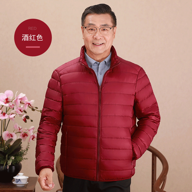 Chaqueta de plumón ligera transfronteriza hombre de mediana edad padre vestido de cuello corto invierno chaqueta de abrigo de invierno