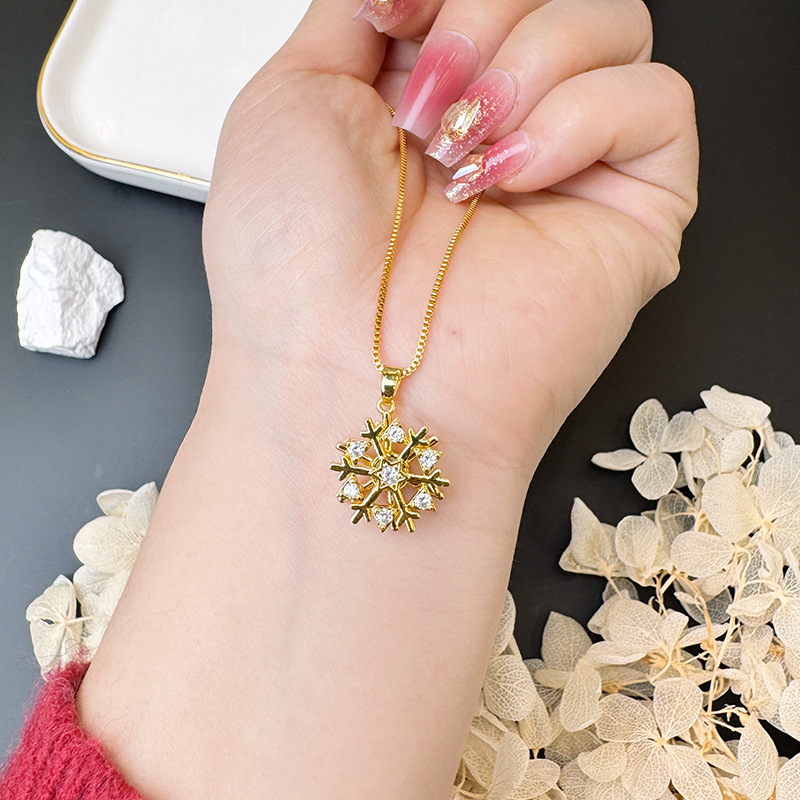 Vietnam oro arado flocos de nieve brillante collar micro diamantes flash dulce anillo Yiwu joyería suministro directo de fábrica