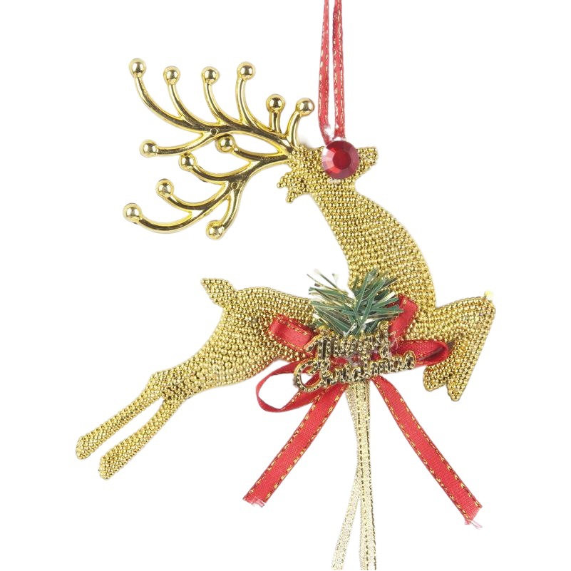 Lindo colgante de cuerda de campana de ciervo, suministros de decoración de bolas de Navidad, colgante de plástico para árbol de Navidad, regalo de sombrero de Navidad
