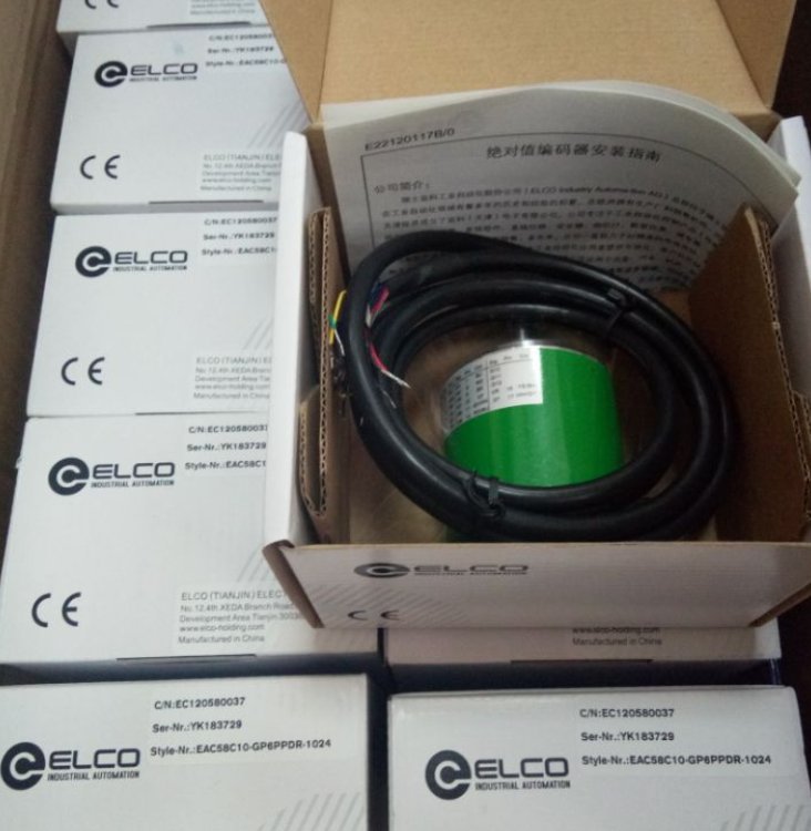 宜科增量式光电编码器EI58C10-H6PR-1024原装ELCO运动控制传感器