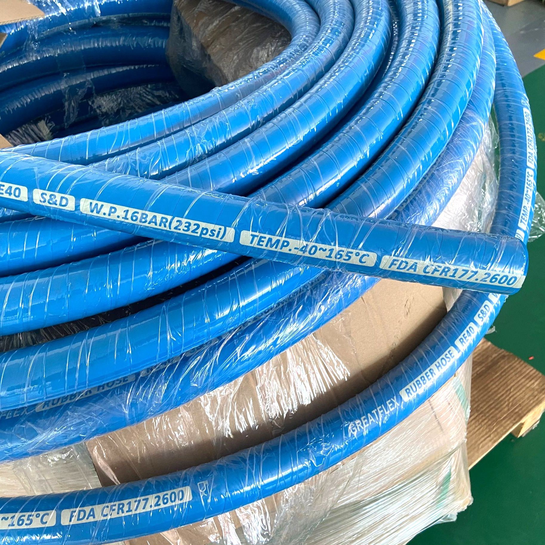 GREATFLEX蓝色专用食品级橡胶管带钢丝奶油水管RE40