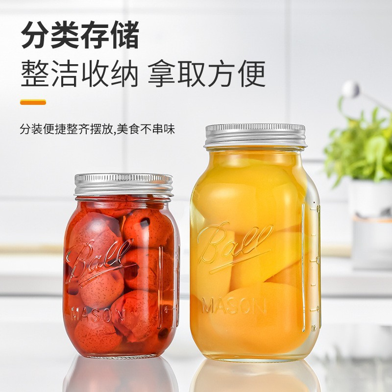 Venta al por mayor de vidrio sellado Mason tarro ensalada mermelada hogar transparente vidrio de almacenamiento tarro de vidrio de gran capacidad fábrica