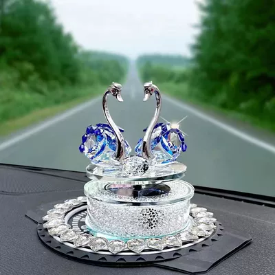 Creative Car Ornaments Solar – Car ornaments - solar-blue-swan-clock-mat