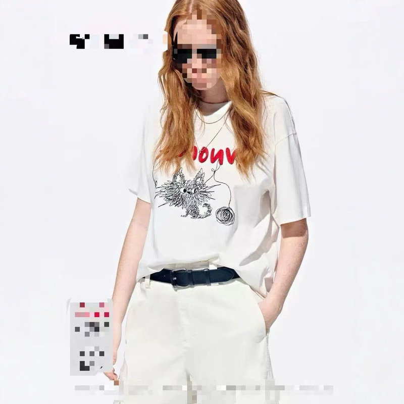 Original Export Summer New Style Women's Mo Cotton Letter Embroidery Cute Pet Round Neck Casual Short-Sleeve T-Shirt Knitwear Original Export Summer New Style Women's Mo Cotton Letter Embroidery Cute Pet Round Neck Casual Short-Sleeve T-Shirt Knitwear