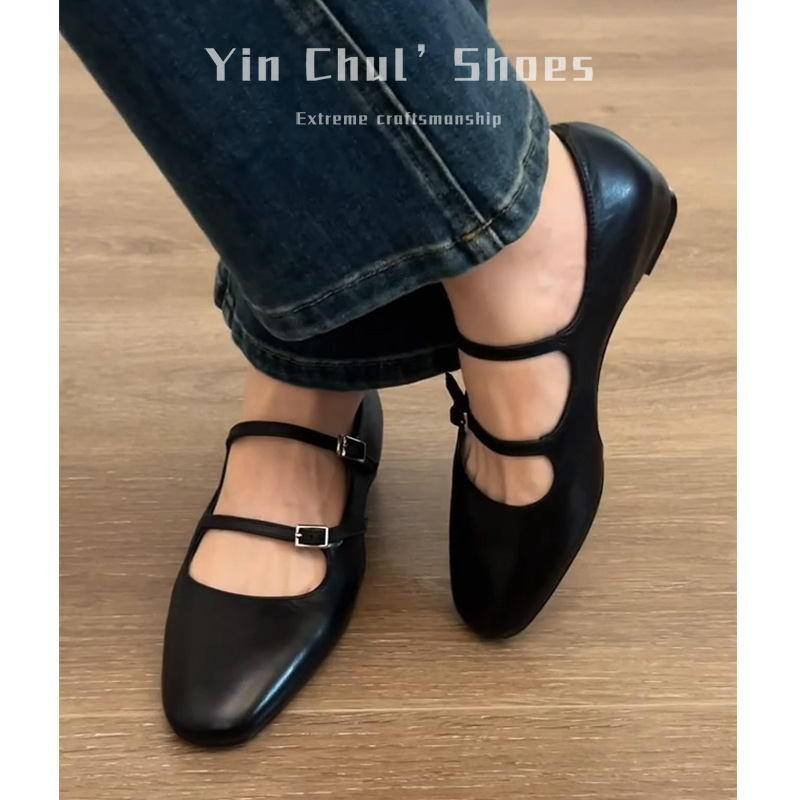 【现货秒发】简约一字扣玛丽珍鞋女法式配裙子不累脚浅口粗跟单鞋|undefined