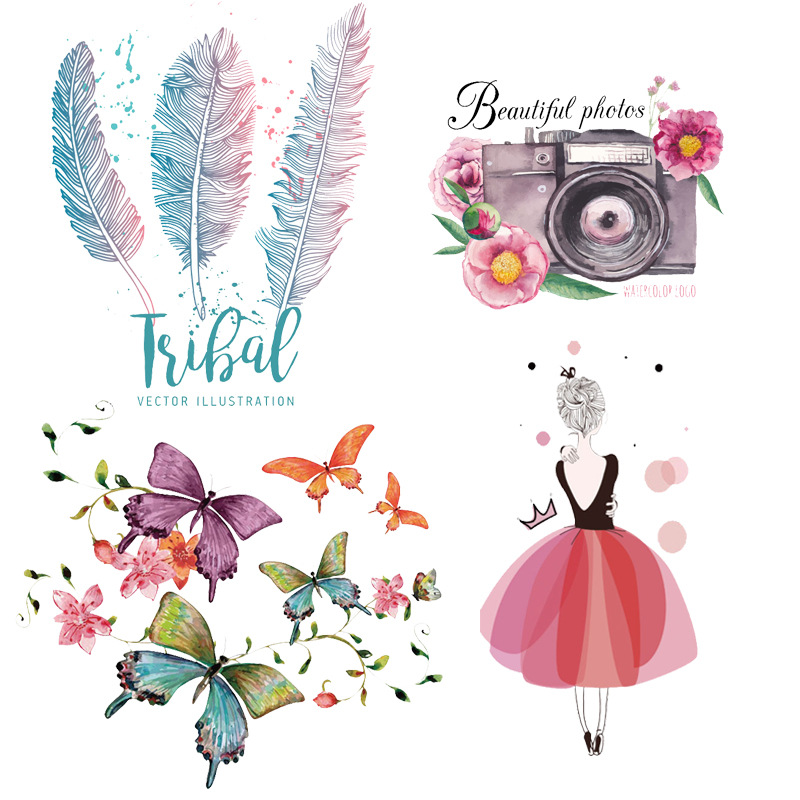 捕梦网蝴蝶烫画A级柯式/白墨可水洗烫画贴装饰服装印花烫贴图