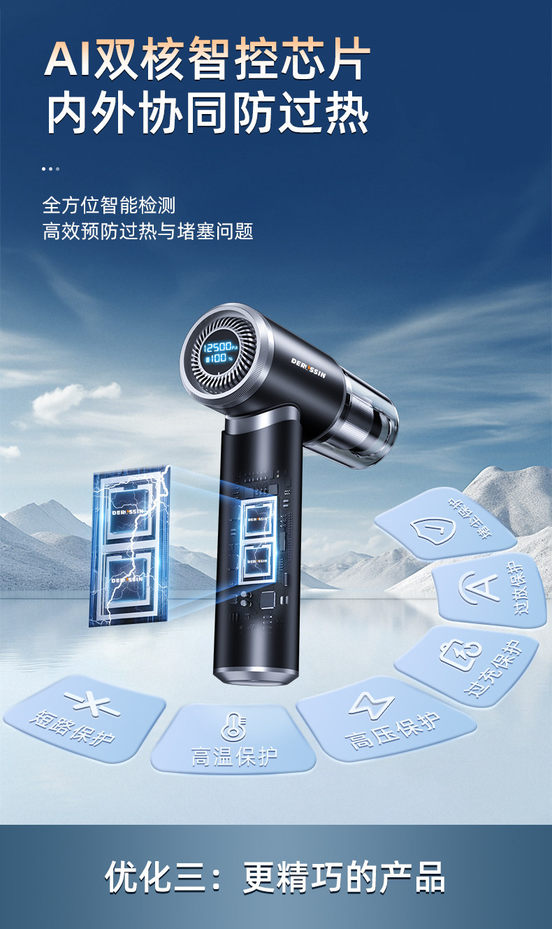 Car vacuum cleaner, wireless charging, for car and home use, with powerful suction, high power, compact, handheld, and mini size for in-car use