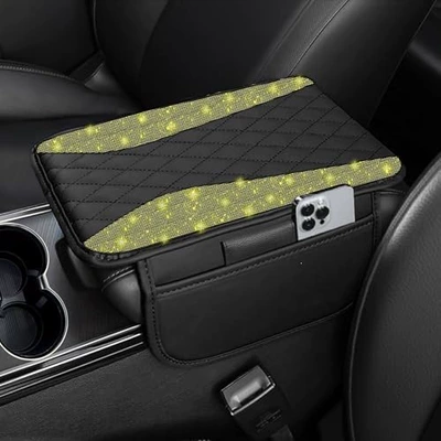 Armrest box, interior armrest pad, diamond-filled armrest - yellow-diamond