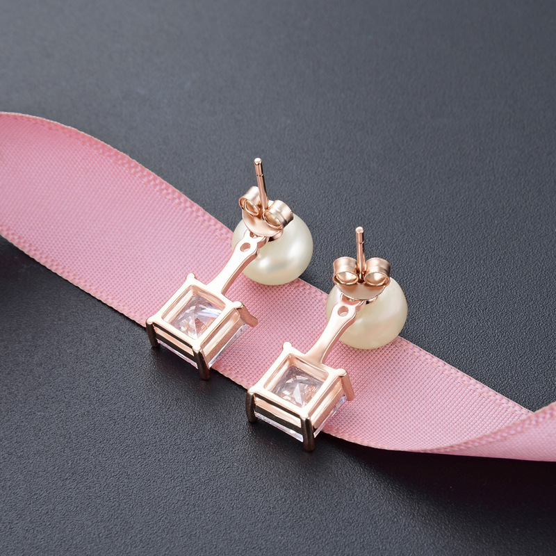 S925 plata esterlina perla de agua dulce pendientes para mujeres verano simple moda todo partido temperamento diamante incrustado uno pendientes de dos piezas pendientes