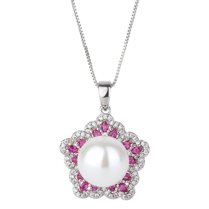 Zhuang Sheng joyas fondo de cobre chapado en oro con incrustaciones fritillary perla moda estrella color tesoro diamante colgante collar 14mm