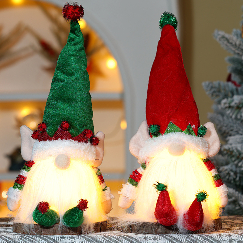 圣诞摆件公仔圣诞节发光无脸娃娃鲁道夫公仔橱窗装饰玩偶礼物