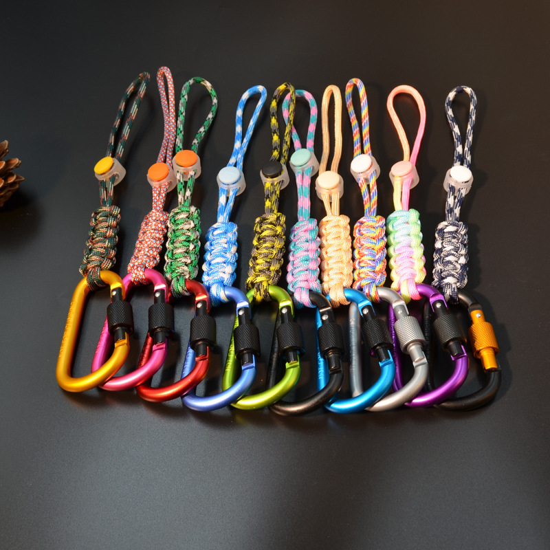 Portable Water Bottle Lanyard Mountaineering Backpack Edc Quick-Hook Buckle Paracord Braided Outdoor Water Bottle Buckle Metal Hook Nickel