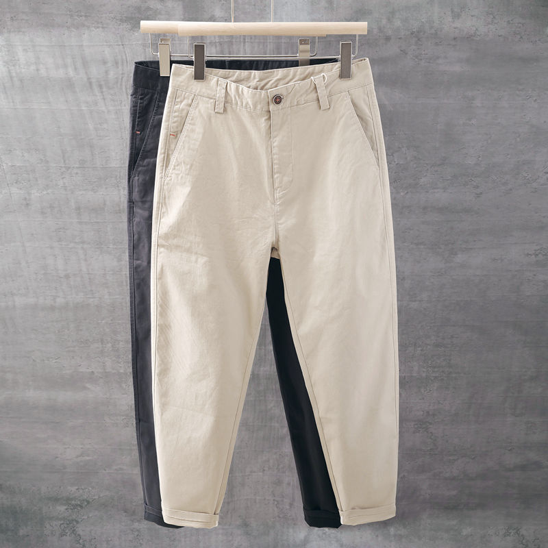 Spring summer new brand youthful and trendy men's casual straight leg tapered versatile pants_voghion.com