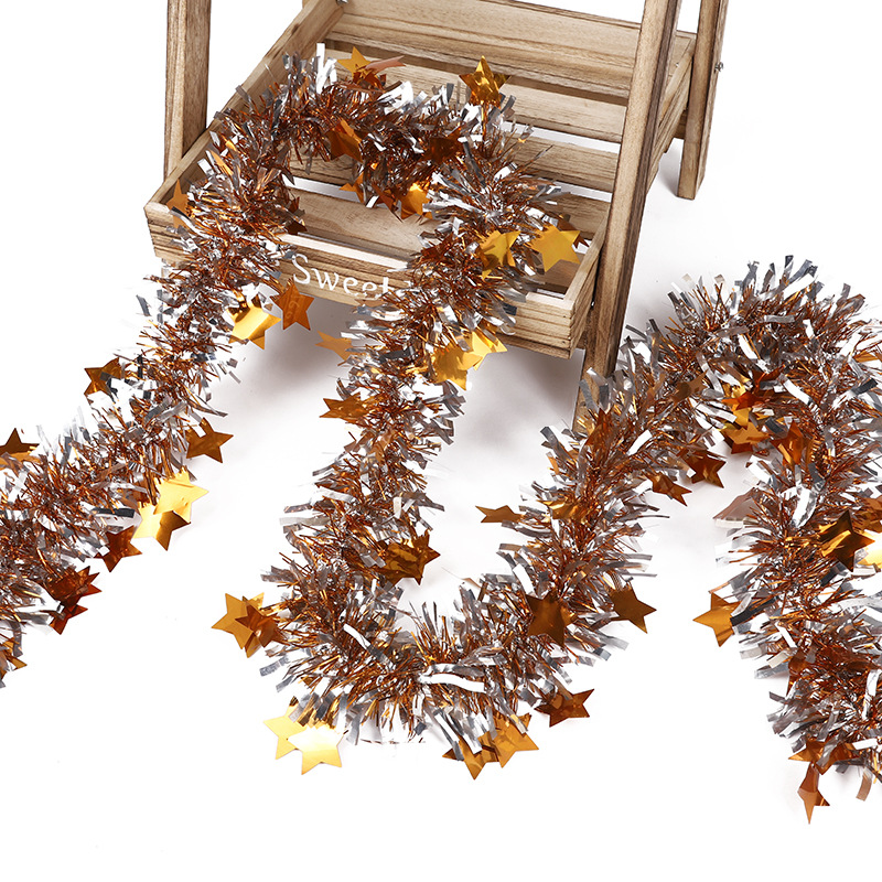 Rayas de color decorativas de Navidad transfronterizas Día de Año Nuevo 61 Diseño de fiesta de vacaciones estrella de cinco puntas cuchillo curvo rayas de lana para actividades de centro comercial