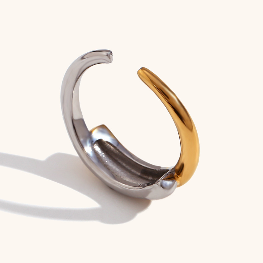 Rings Classification 1 Piece Quantity PVD Coated Real Gold Plated 18K Gold Color Block Stainless Steel Simple Style Waterproof Non Tarnish Rings Bracelets