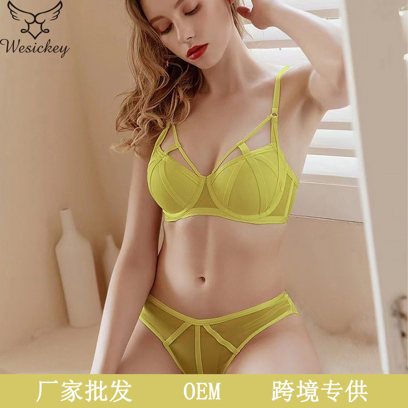 European and American Cross-Border Sexy Intimates Women's Thin Top and Thick Small Breast Push-Up Bra Adjustable Push-Up Bra Set Bra