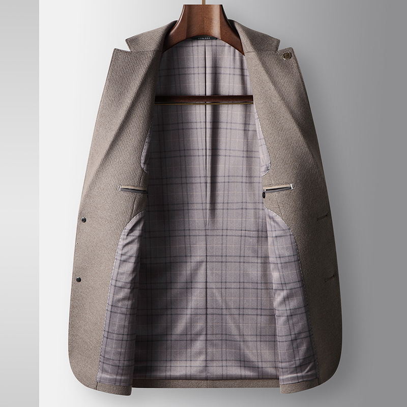 Erkek Giyim takım elbise sonbahar ve kış hafif lüks yün iş bekar batı orta yaşlı ve genç insanlar düz renk günlük takım elbise ceket trendi_voghion.com