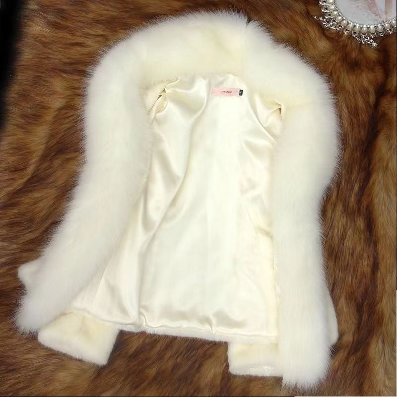 Export foreign trade Spring and Autumn New imitation fur coat women's short special coat imitation mink imitation fox fur collar slim fit