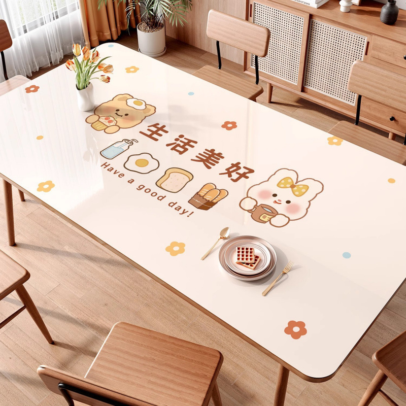 Tapallas de mesa impermeables a prueba de agua a prueba de aceite sin lavado a prueba de quemaduras almohadilla de mesa de vidrio suave sensación de lujo ligera tapallas de mesa de té almohadilla de mesa