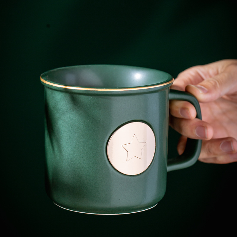 Taza de esmalte de bronce original, taza de cerámica, taza de café, taza de agua, logotipo impreso publicitario