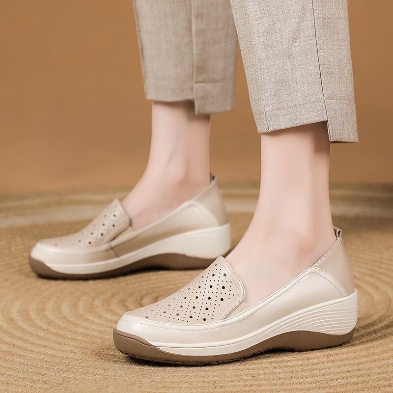 Authentic Genuine Soft Leather Thick-Soled Women's Shoes 2026 New Model Ultra-Soft Shoes for Middle-Aged and Elderly Women, Soft Leather Soft-Soled Hollow-Out Mom Shoes Single Shoes Authentic Genuine Soft Leather Thick-Soled Women's Shoes 2026 New Model Ultra-Soft Shoes for Middle-Aged and Elderly Women, Soft Leather Soft-Soled Hollow-Out Mom Shoes Single Shoes
