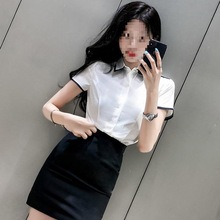 夏季职业衬衫女装半身裙套装酒店前台美容院珠宝店沐足制服工作服
