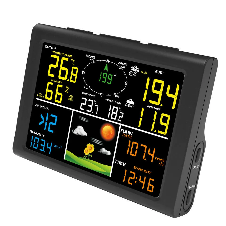 Солнечная Метеостанция 433 МГц метеометр со скоростью ветра, направлением ветра, осадками и другими функциями WIFI опционально