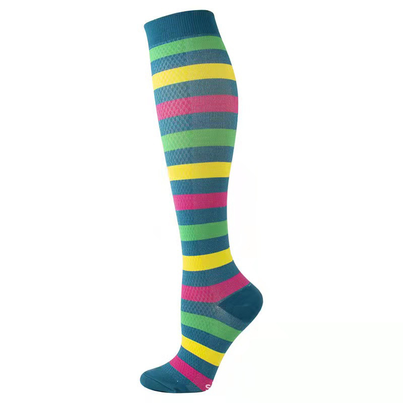 1 par de calcetines de compresión a rayas striped compression socks drop shipping jacquard prensado