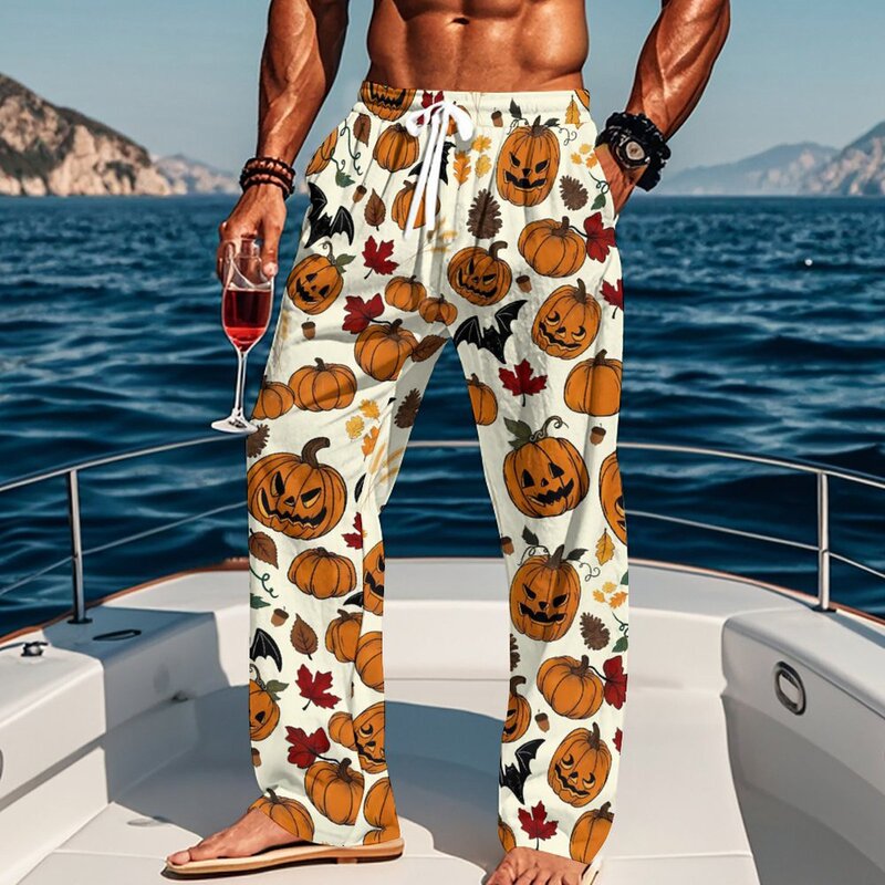 2025 Cross-Border European and American Aliexpress Halloween Gift Men's Pants Casual Fashion Sports Loose Pants Digital Printing