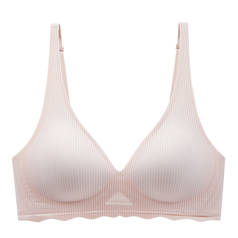 Bra de soporte suave a rayas para mujeres sin marcas sin anillo de acero bra se reúne sexy anti-caída soporte de copa fija bra