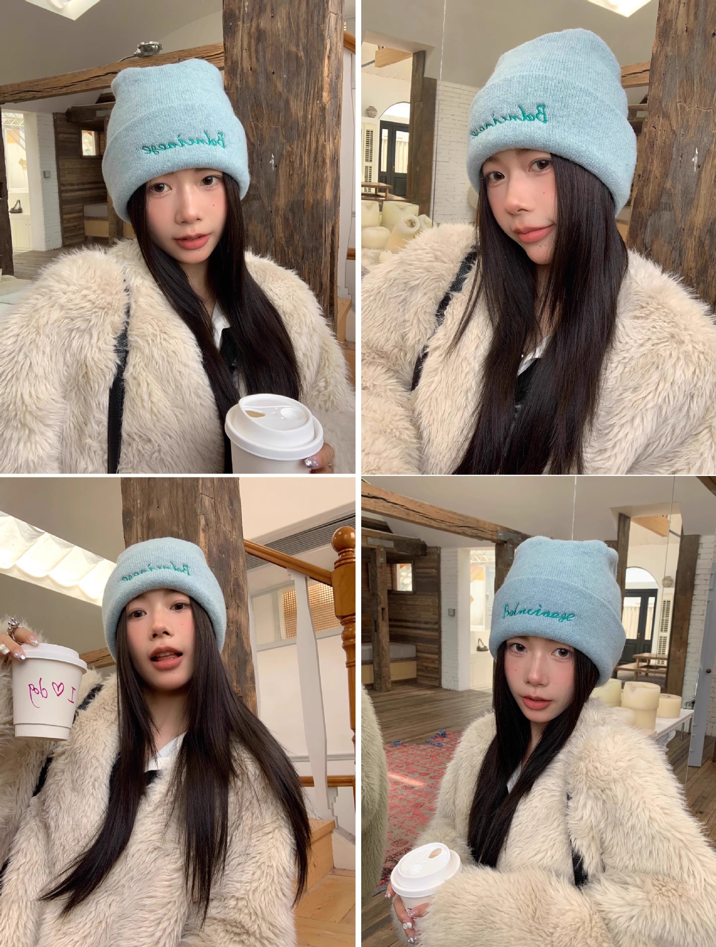 Embroidered Knitted Beanie Hat For Women Warm Wool Blend Winter Cap_voghion.com