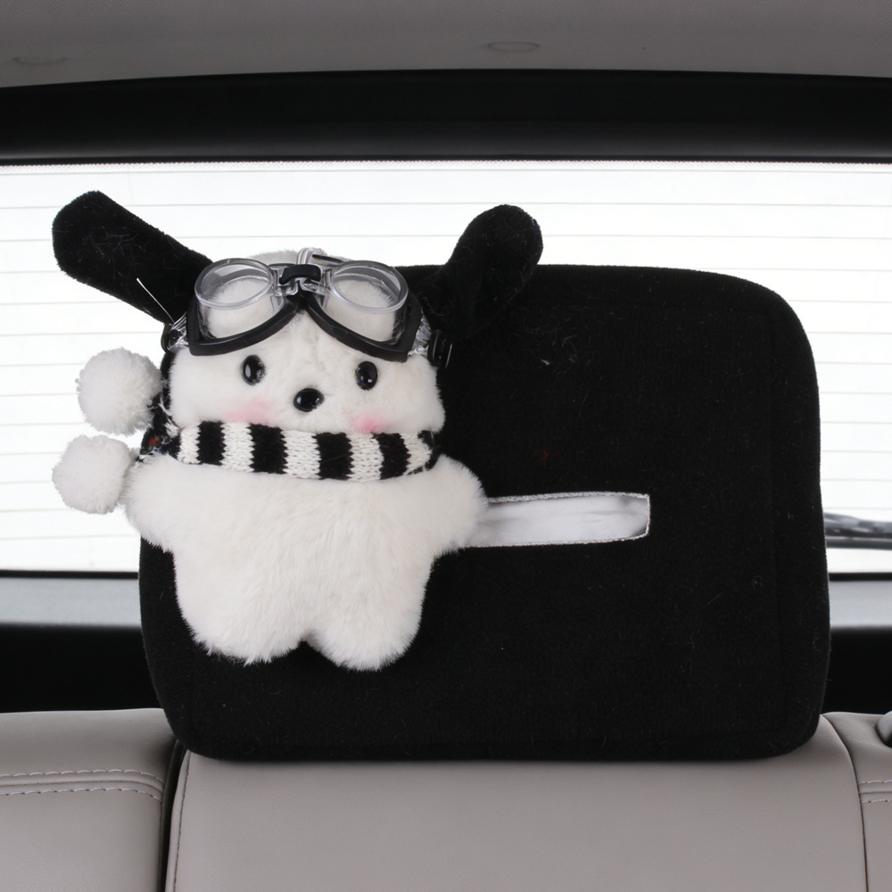 Cartoon muñeca de peluche coche caja de toallas de papel coche tipo colgante lindo perro Pacha bolsa de almacenamiento de decoración interior del automóvil viento fragante
