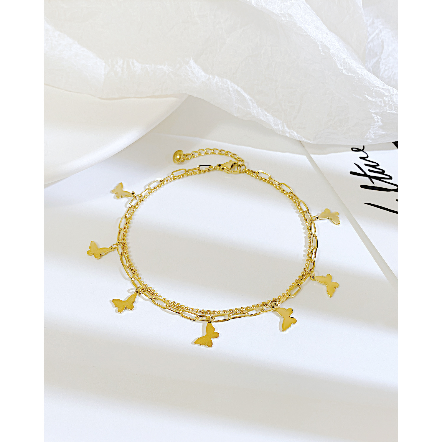 Fashion Butterfly Titanium Steel Plating No Inlaid Anklet