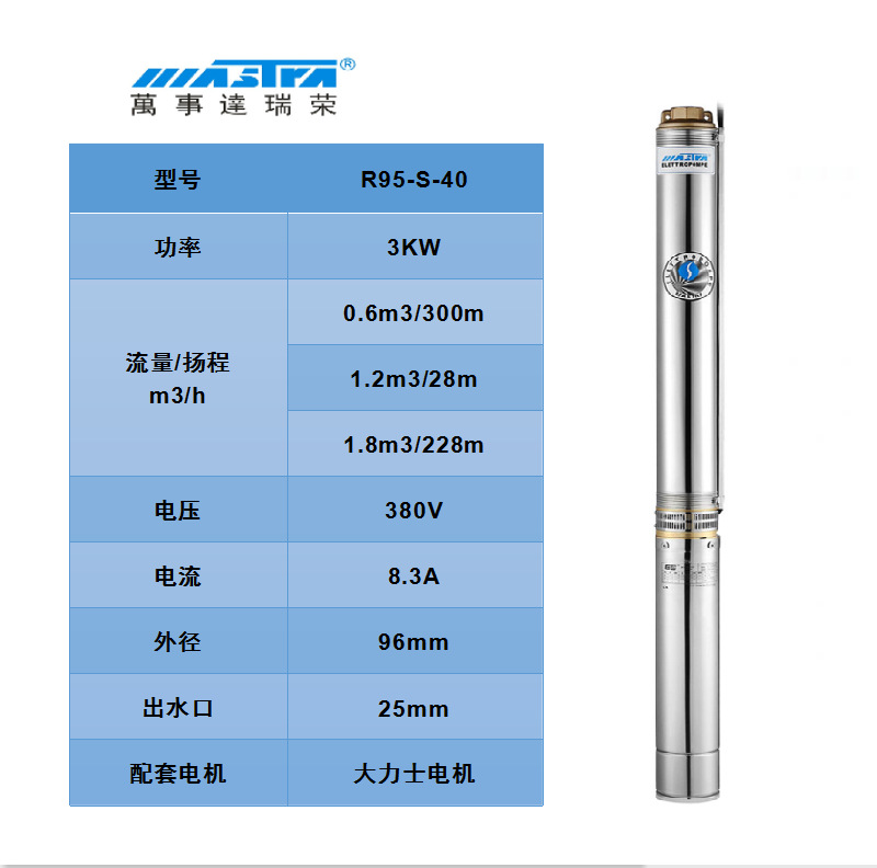 Bomba de bombeo MasterCard R95 220V bomba de agua de pozo doméstica bomba de pozo profundo bomba sumergible de acero inoxidable 380V tres fases
