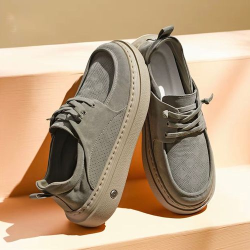 2025 Men's Thick Sole Lightweight Wide Head Casual Shoes Breathable One-Piece Canvas Shoes 2025 Summer Fabric Shoes