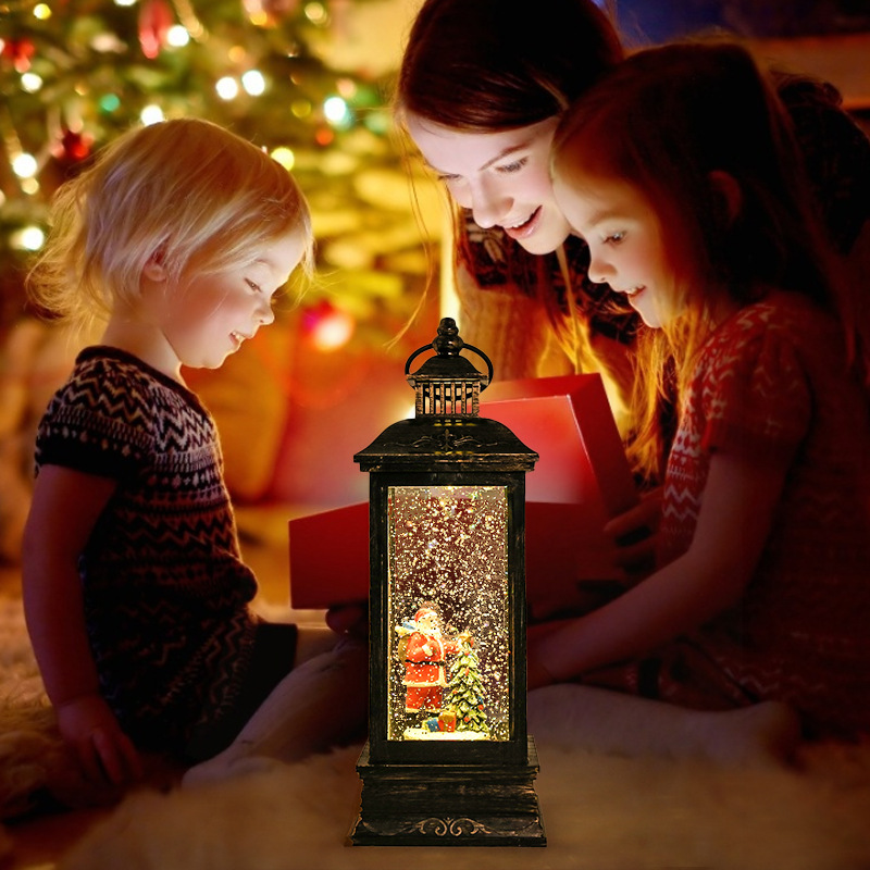 跨境圣诞风灯 圣诞老人内景树脂工艺品USB&电池双供电发光水球