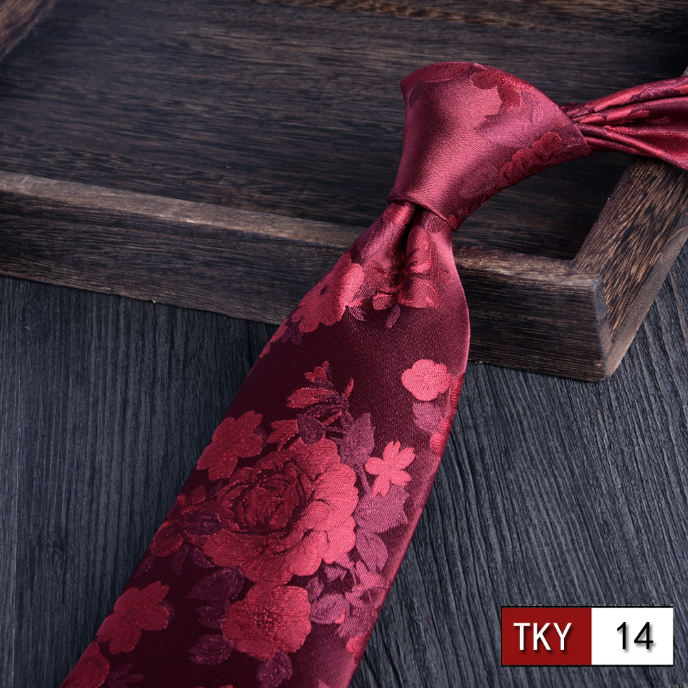 Corbata hombre vestido de negocios profesionales vino rojo novio casamiento Jacquard 8cm mano nueva tendencia spot