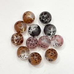 通孔16mm豹纹圆珠串珠笔配件手机钥匙链包挂diy手工饰品串珠材料