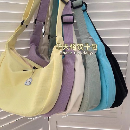 Korean Version New Candy Color Waffle Fabric Literary Cross-border Student Versatile Simple Daily Women's Single Shoulder Crossbody Bag