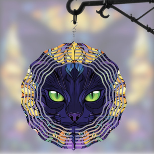 3D Metal Cat Wind Chime - Vibrant Rotating Garden Art Sculpture, Handmade Outdoor and Indoor Decoration
