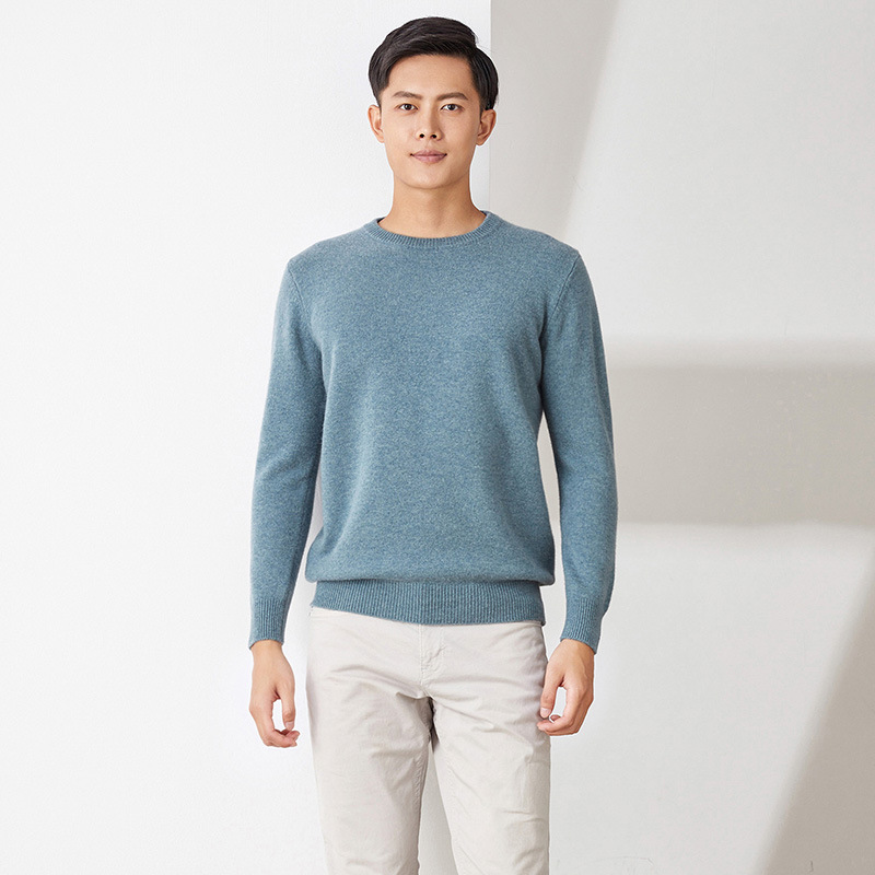 2025 Casual Men's Basic Seven-Needle Thickened Pure Wool Sweater Long-Sleeve Sweater Round-Neck Base Shirt