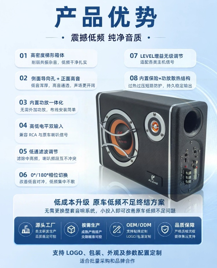 Source Factory 6/8/ 10inch Car Subwoofer with Active Tweeter 12V High and Low Level Dual Input Wholesale Oem