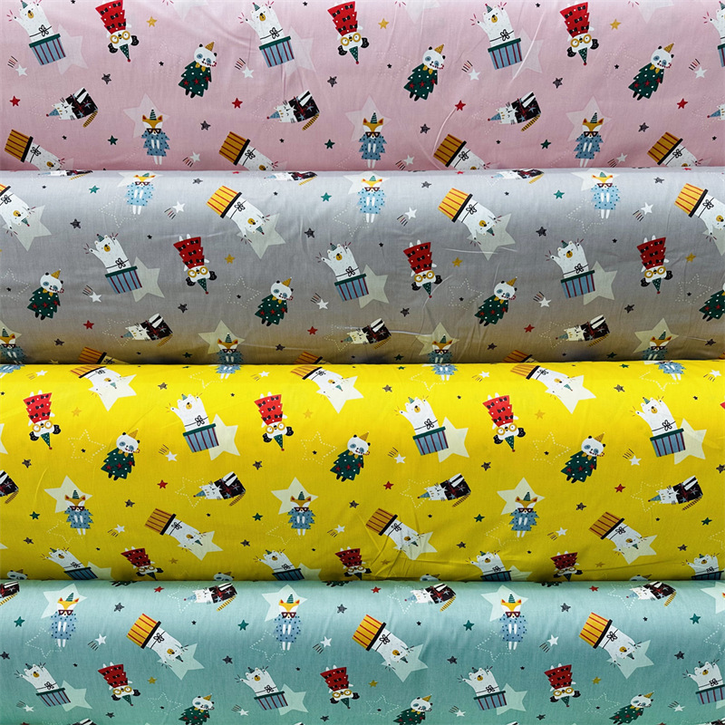 新款田园花布 纯棉印花面料 小卡通印花布斜纹棉印花布料批发