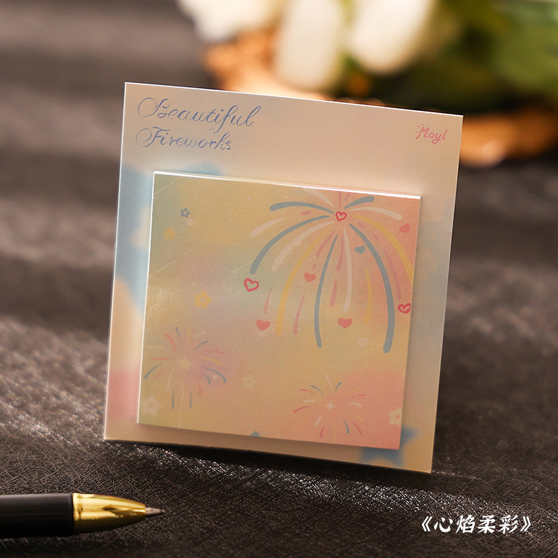 Bloc de notas adhesivas con diseño de pintura al óleo, alto valor estético, estilo simple, para estudiantes, adhesivo fuerte, bloc de notas con paisajes.