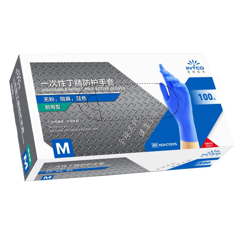 Одноразовые нитриловые перчатки Yingke для трансграничной торговли, английская версия, синие, пищевые, бытовые, промышленные, защитные