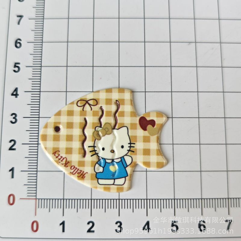 新款米咖色卡通猫咪鱼形发饰洞洞鞋鞋花diy发夹配件装饰手机壳diy|undefined