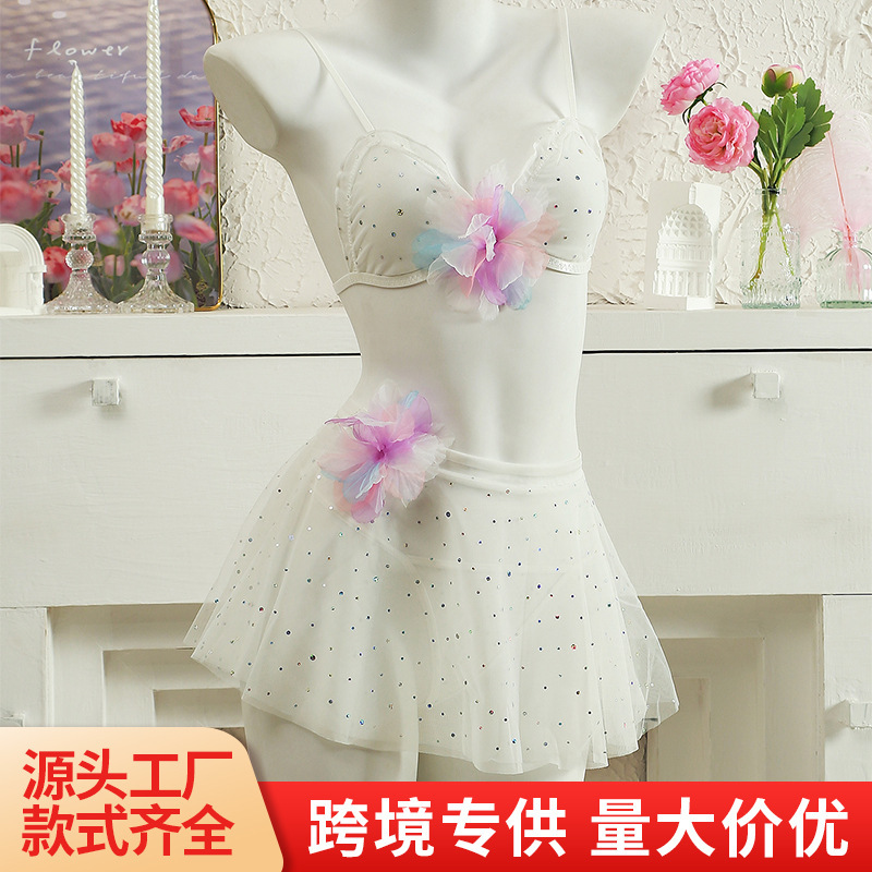 Mesh Patchwork Sexy Intimates Translucent Lace Patchwork Babydoll Pajamas Ins Fairy Style Sexy Intimates