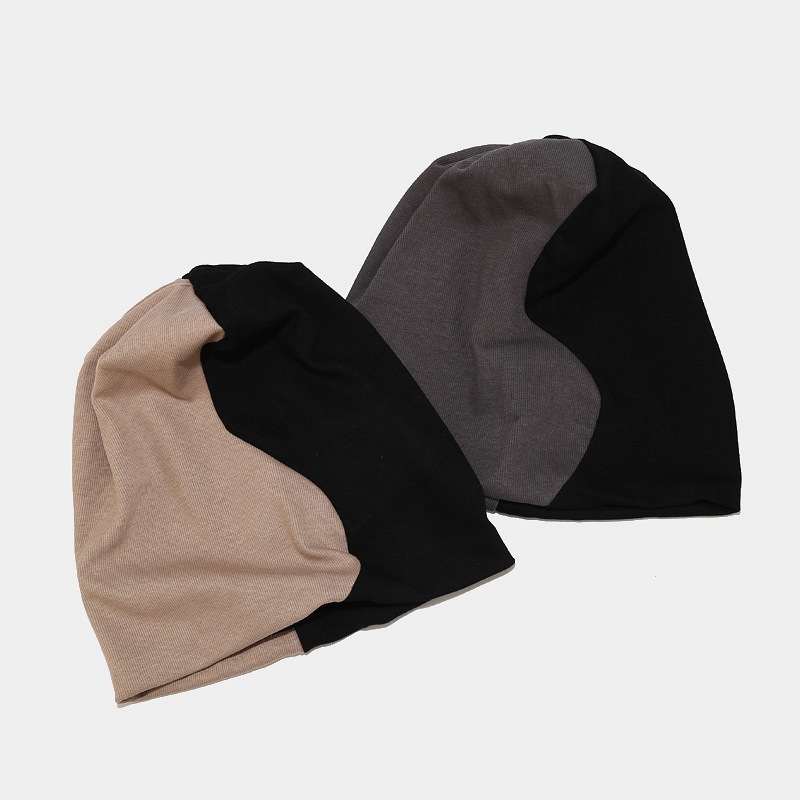 Autumn new style Baotou with small face, two tone splicing pullover hat, internet famous trendy ear protection hat_voghion.com